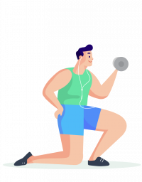 Envision character man lifting weights